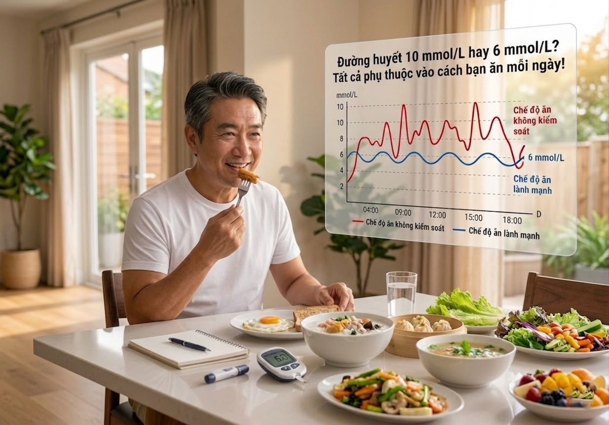 Đường huyết 10 mmol/L hay 6 mmol/L? Tất cả phụ thuộc vào cách bạn ăn mỗi ngày!