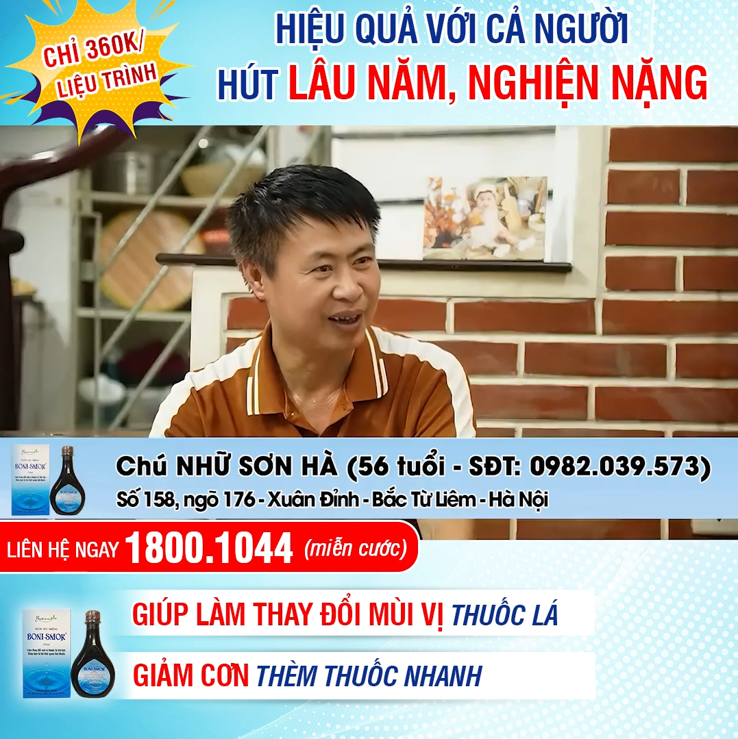 Nước súc miệng giúp bỏ thuốc lá Boni-Smok – Hiệu quả với cả người hút lâu năm, nghiện nặng.